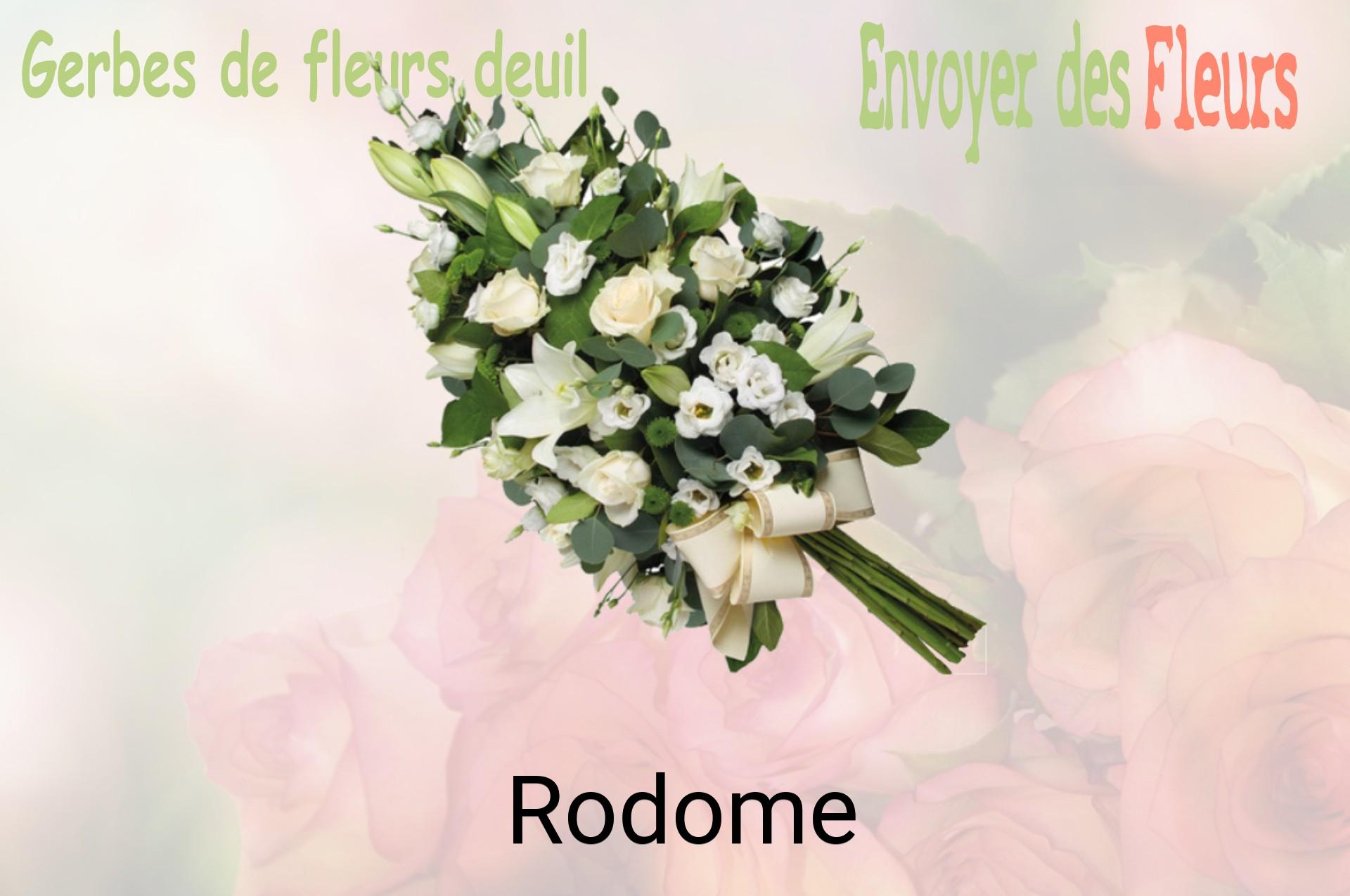 Gerbe de fleurs de deuil livrée à Rodome